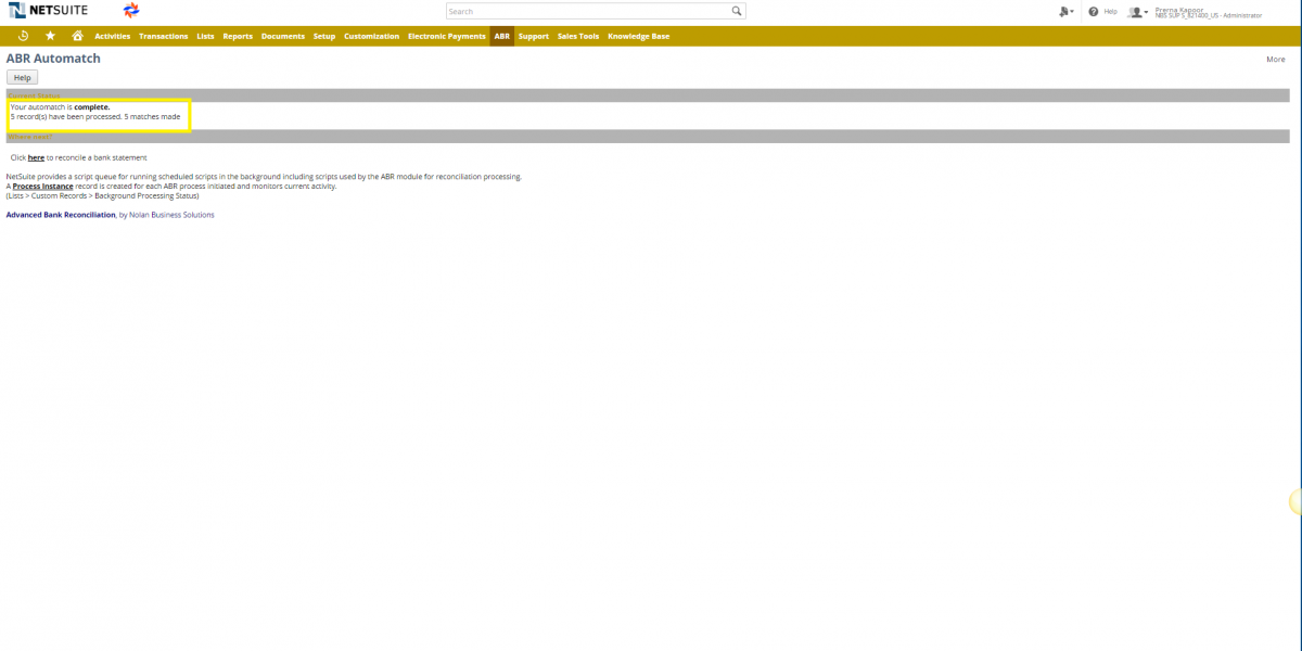 ABR NetSuite Auto-Match Completion Summary
