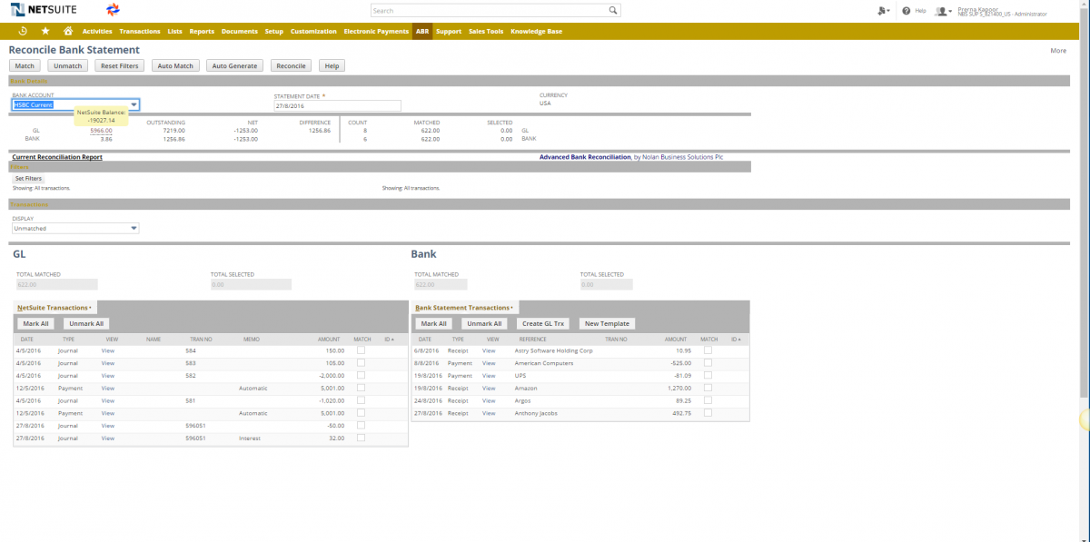 ABR NetSuite Summary Screen